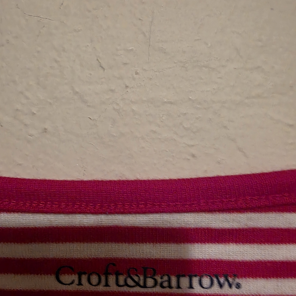 NWOT Croft & Barrow Red White And Blue Striped Short Sleeve Top Size Medium - Picture 6 of 7